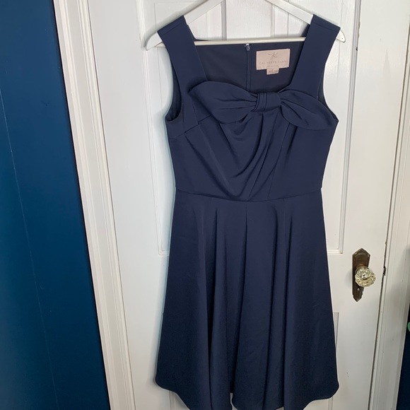 Gal Meets Glam Zoe Bow Fit and Flare Navy Blue Dress W-872 Sz 8 - Picture 4 of 10